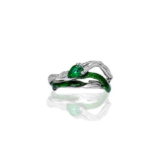 "Slytherin" Snake Silver Adjustable Ring